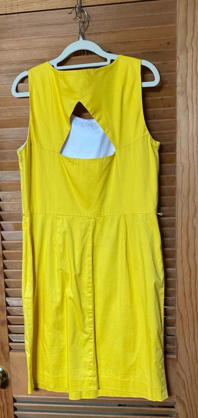 Calvin Klein Size  12 Sunny Yellow Pleated Fit & Flare Dress - Sleeveless